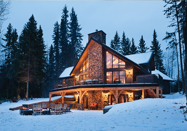 mountain style home with timber