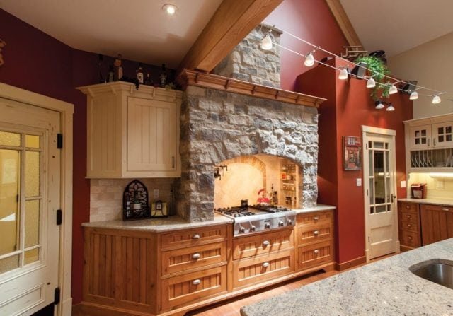 kitchen in timber frame home