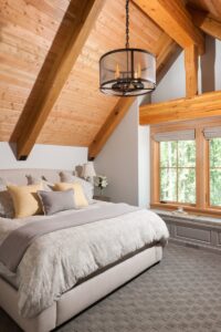 timber frame guest bedroom