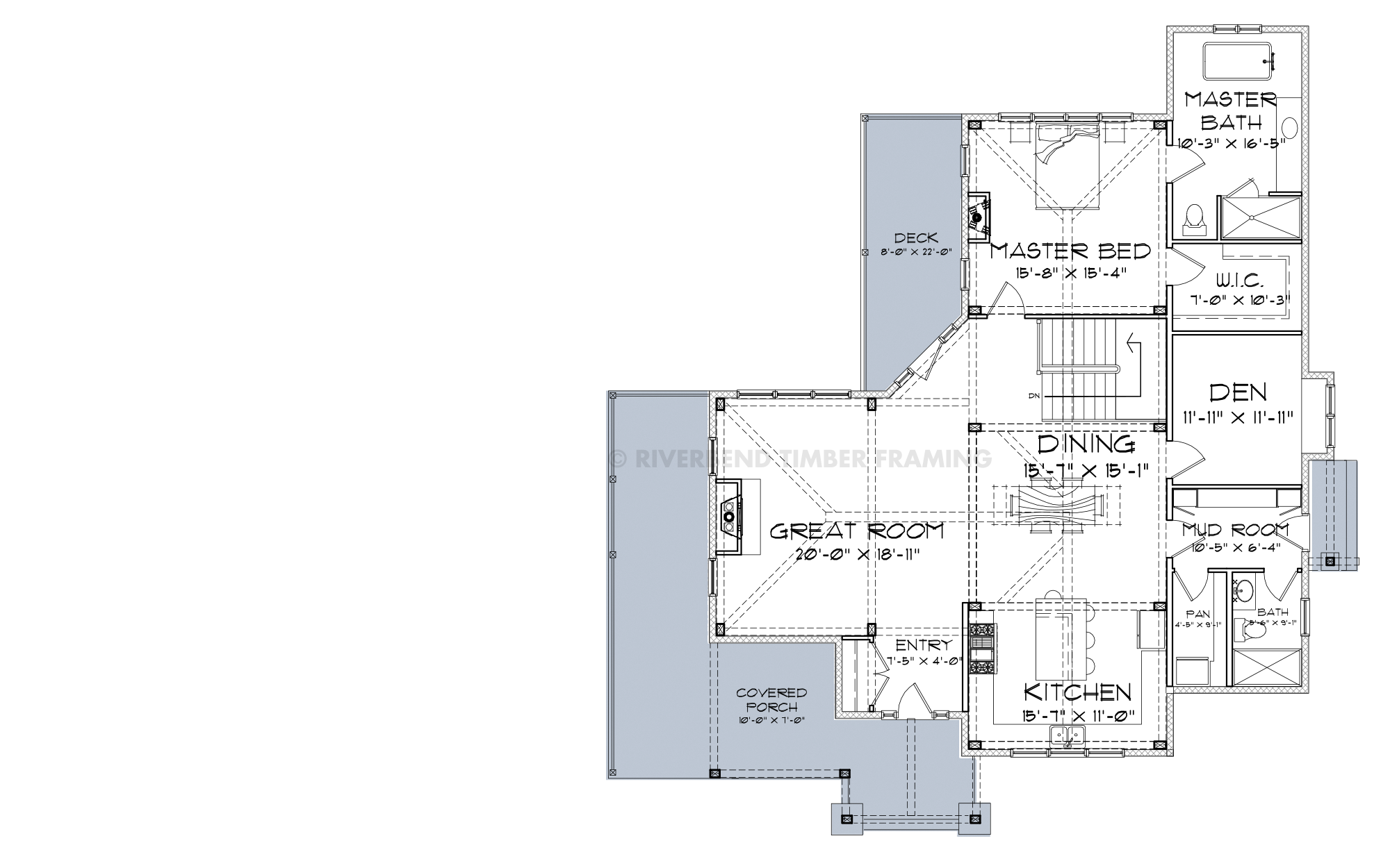 Grandview Single Level Floor Plan Timber Frame Cottage