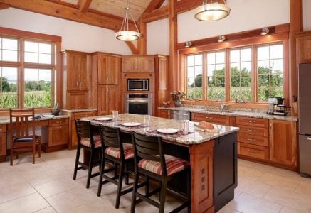 paducah-kitchen.jpg - timber frame kitchen with a corn field outside the windows