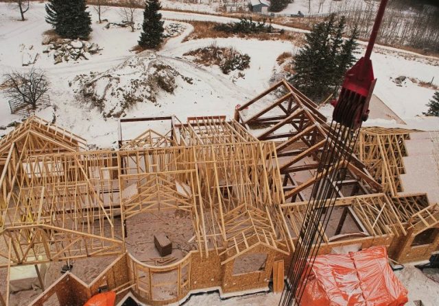 aerial perspective of a timber raising