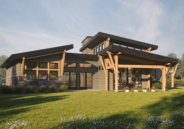 MidCentury Timber Frame Homes - modern timber home architecture