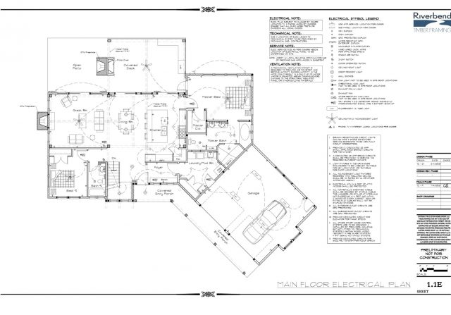 main floor electrical plan construction blueprint for a timer frame home