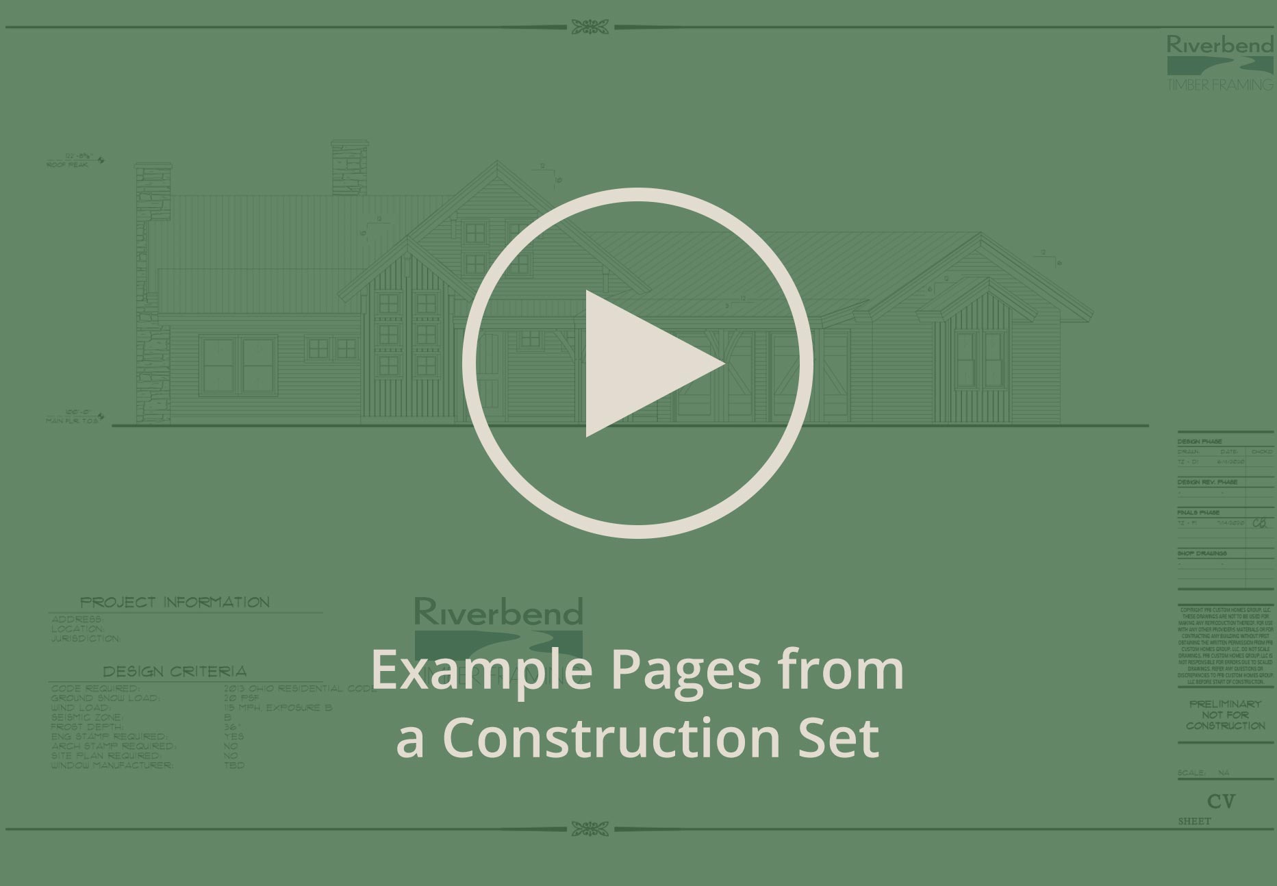 example construction set for a timber frame home a