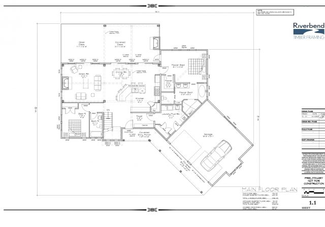 main floor plan for a timber frame home