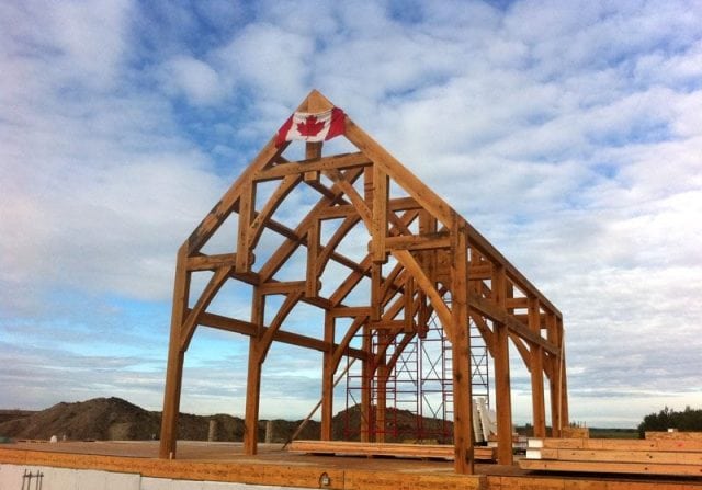 timber frame raising in canada
