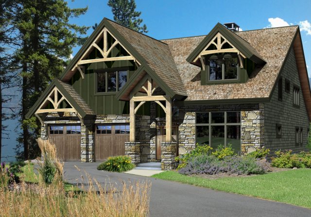 mountain style home design concept rendering