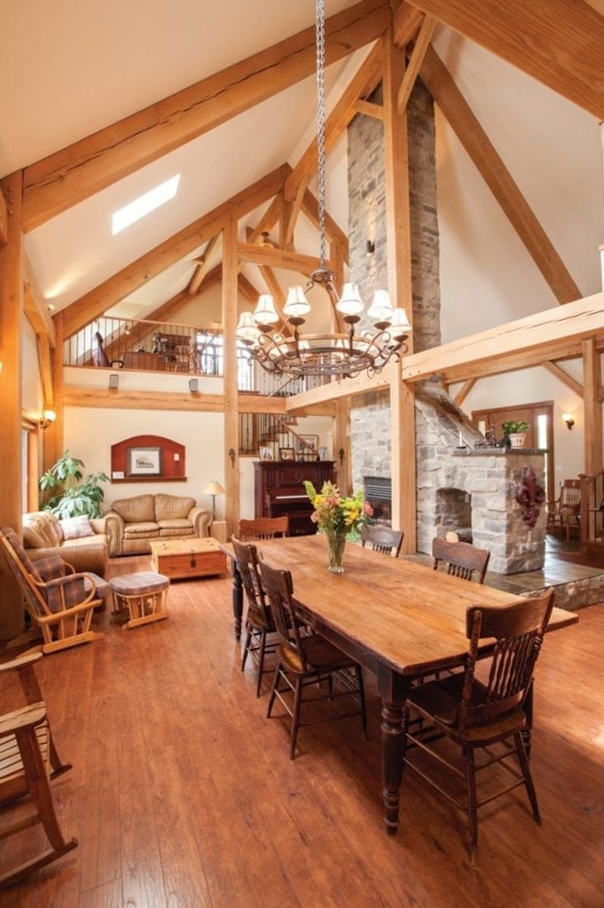 timber frame dining room