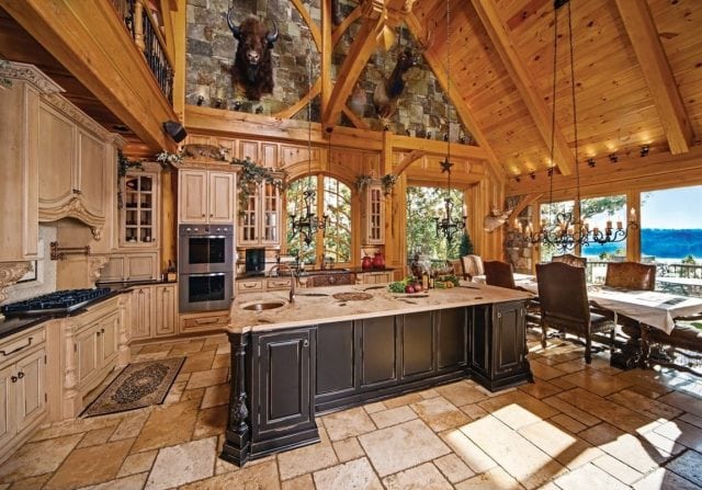 timber frame kitchen and dining space