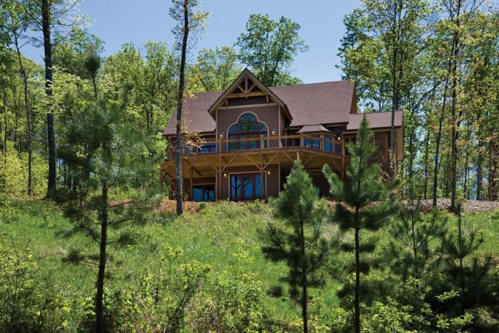 rear exterior timber frame home